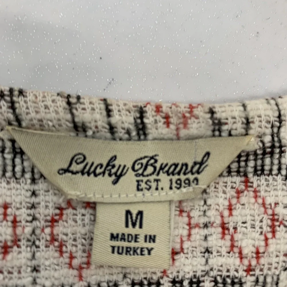 Lucky Brand Sweater Jacket Woman Medium Geometric Asymmetrical Zip Business Work